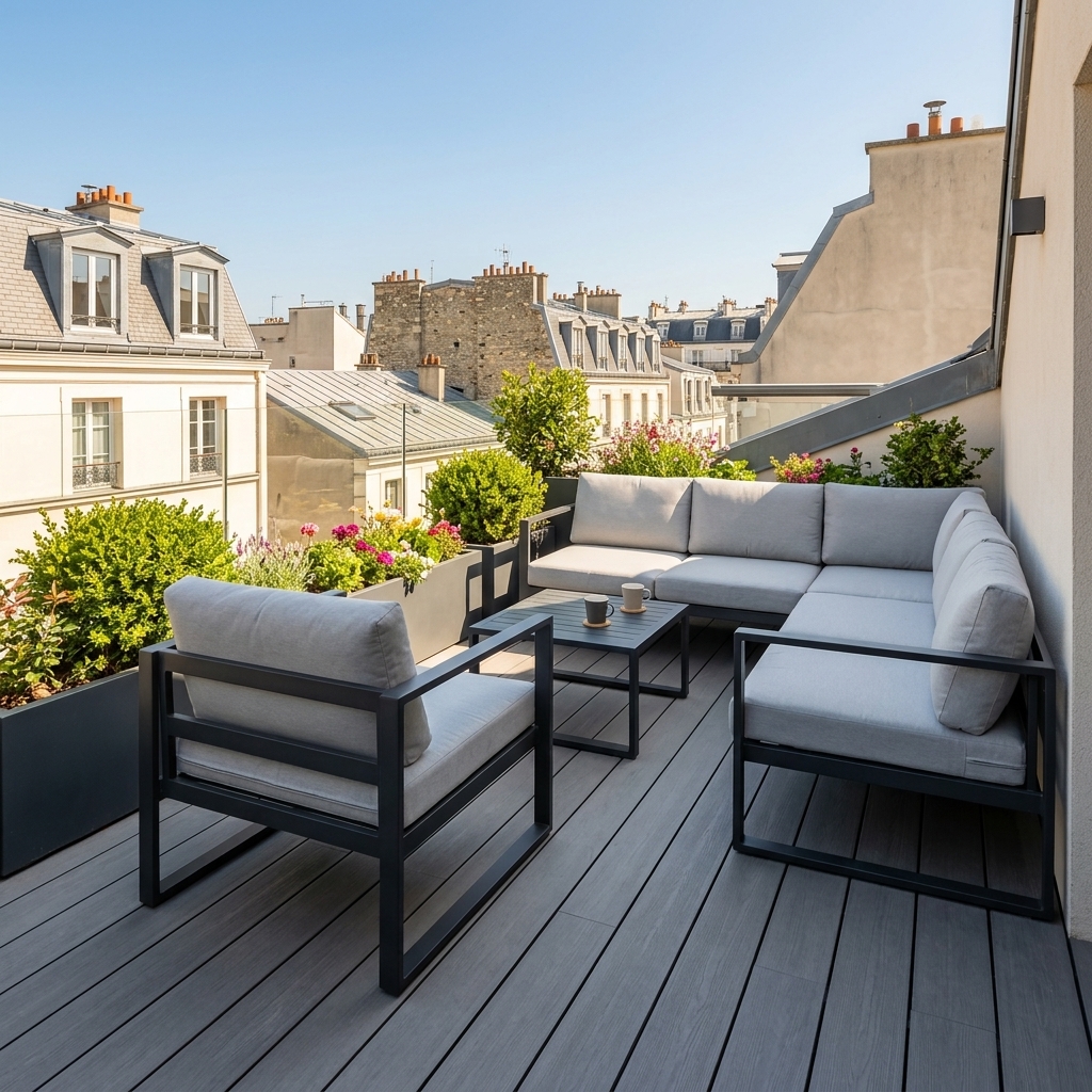 balcon avec lames de terrasse access