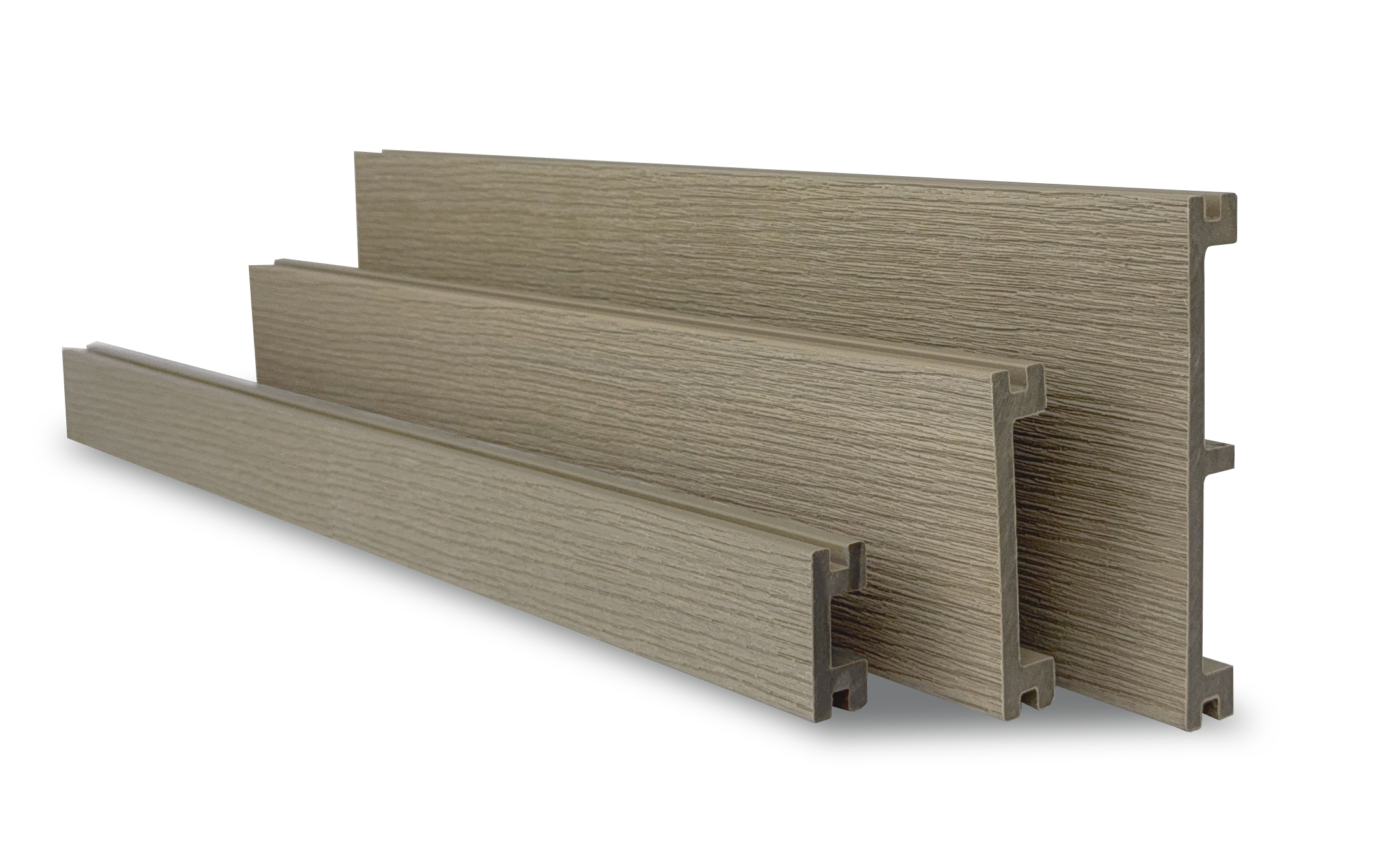 Lames de bois composite zenith trois tailles différentes.