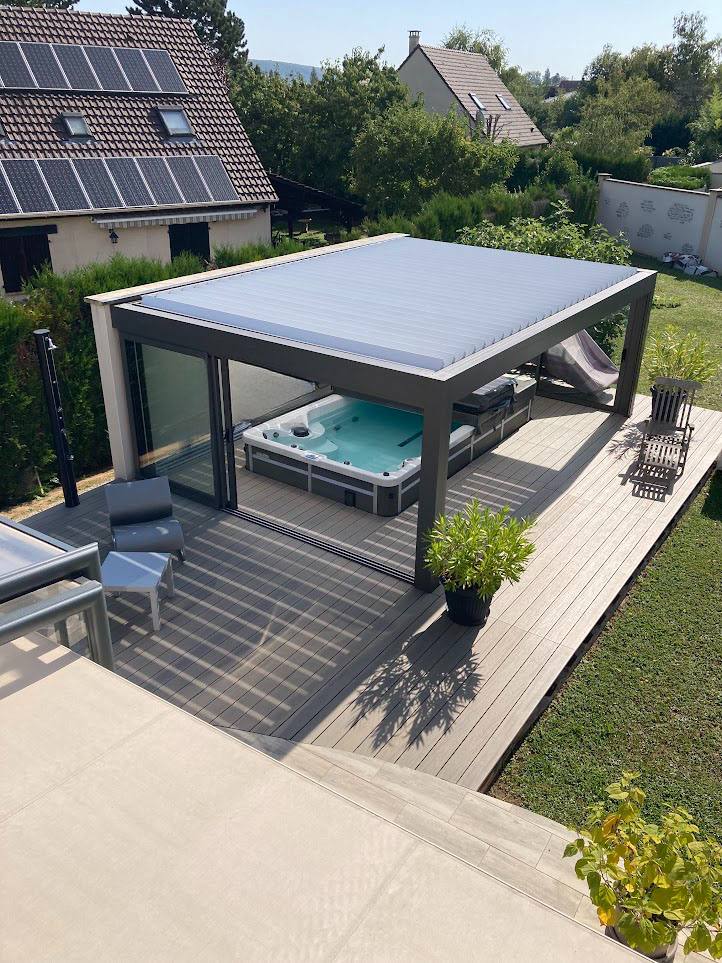 terrasse composite sable et pergola