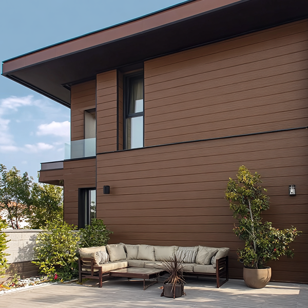 Bardage en bois composite teinte ipé