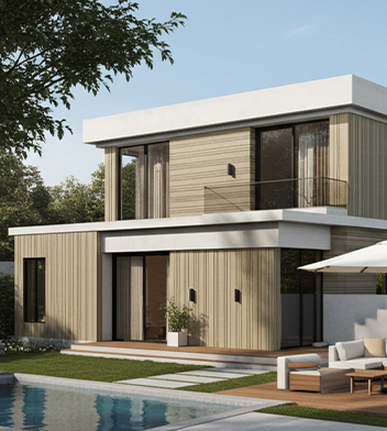 Bardage en lames de bois composite neowood teinte sable