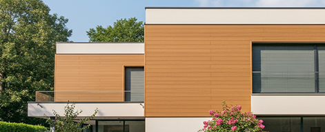 Façade en lames de bardage composite UltraProtect teinte teck