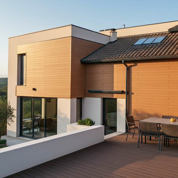 Bardage en bois composite teinte teck