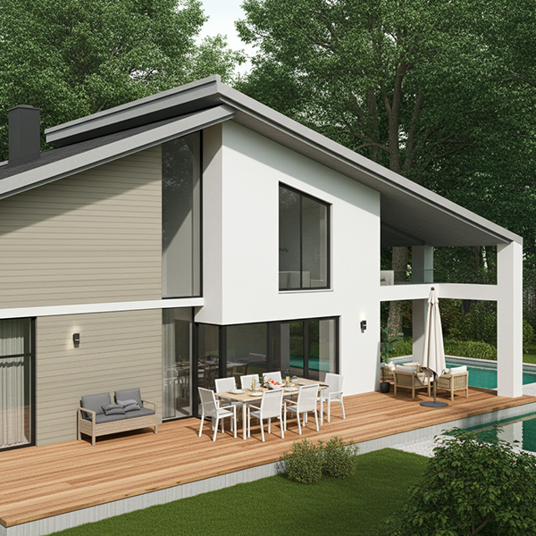 Bardage horizontal en bois composite sable