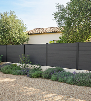 Clôture en bois composite teinte anthra