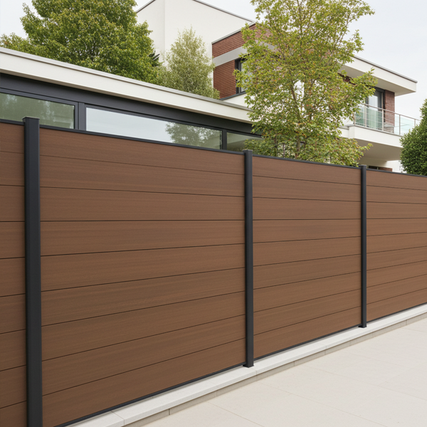 Clôture en composite teinte ipé