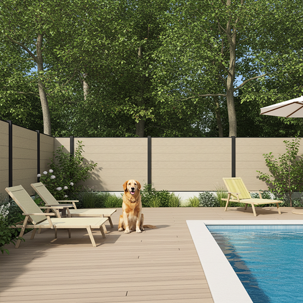 Lames de clôture en bois composite teinte sable