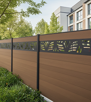 Lames de clôture en bois composite UltraProtect teinte teck