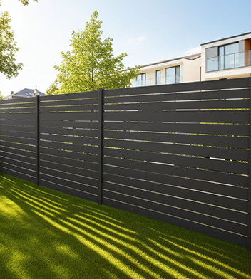 Portail en lames aluminium neowood