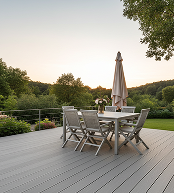 Terrasse en lames composite teinte béton neowood