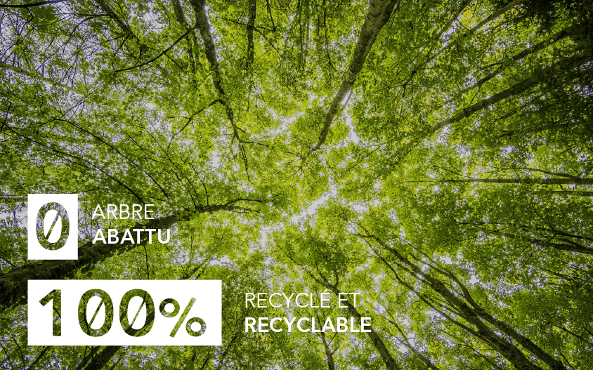 Produits 100% recyclés et recyclables, 0 arbres abattu