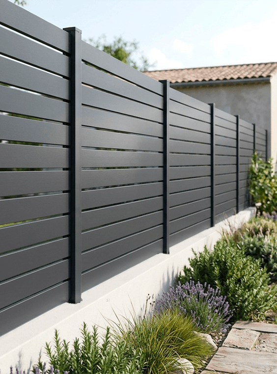 palissade aluminium et composite teinte sable neowood
