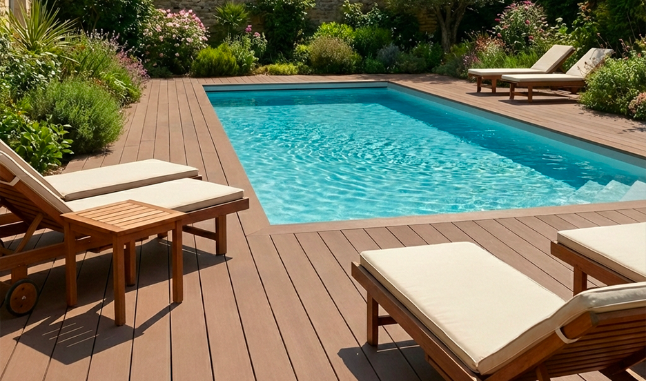 terrasse en bois composite expression teinte sable