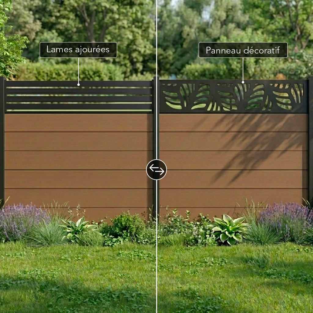 Montage lames ajourées aluminium et panneau décoratif
