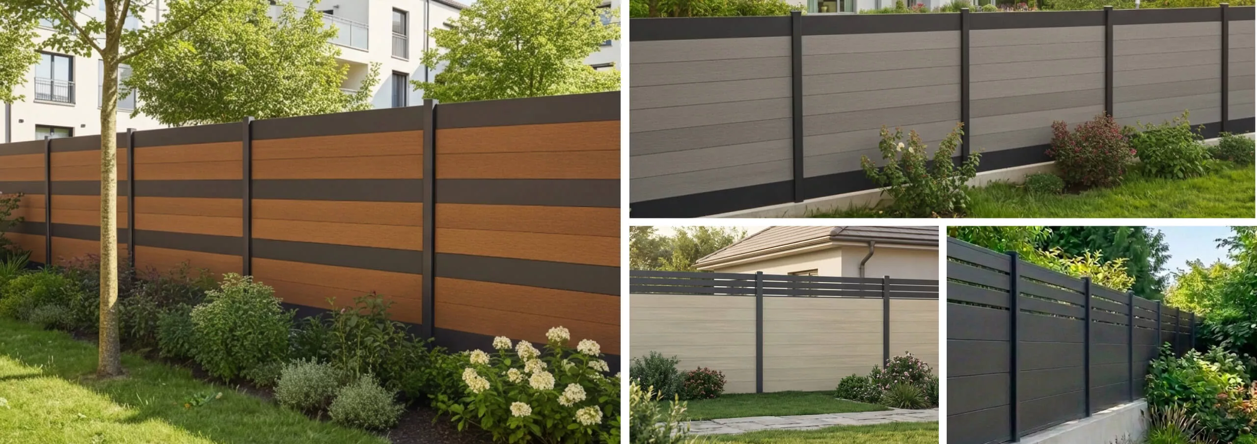 Inspiration de clôture bois composite et lame aluminium