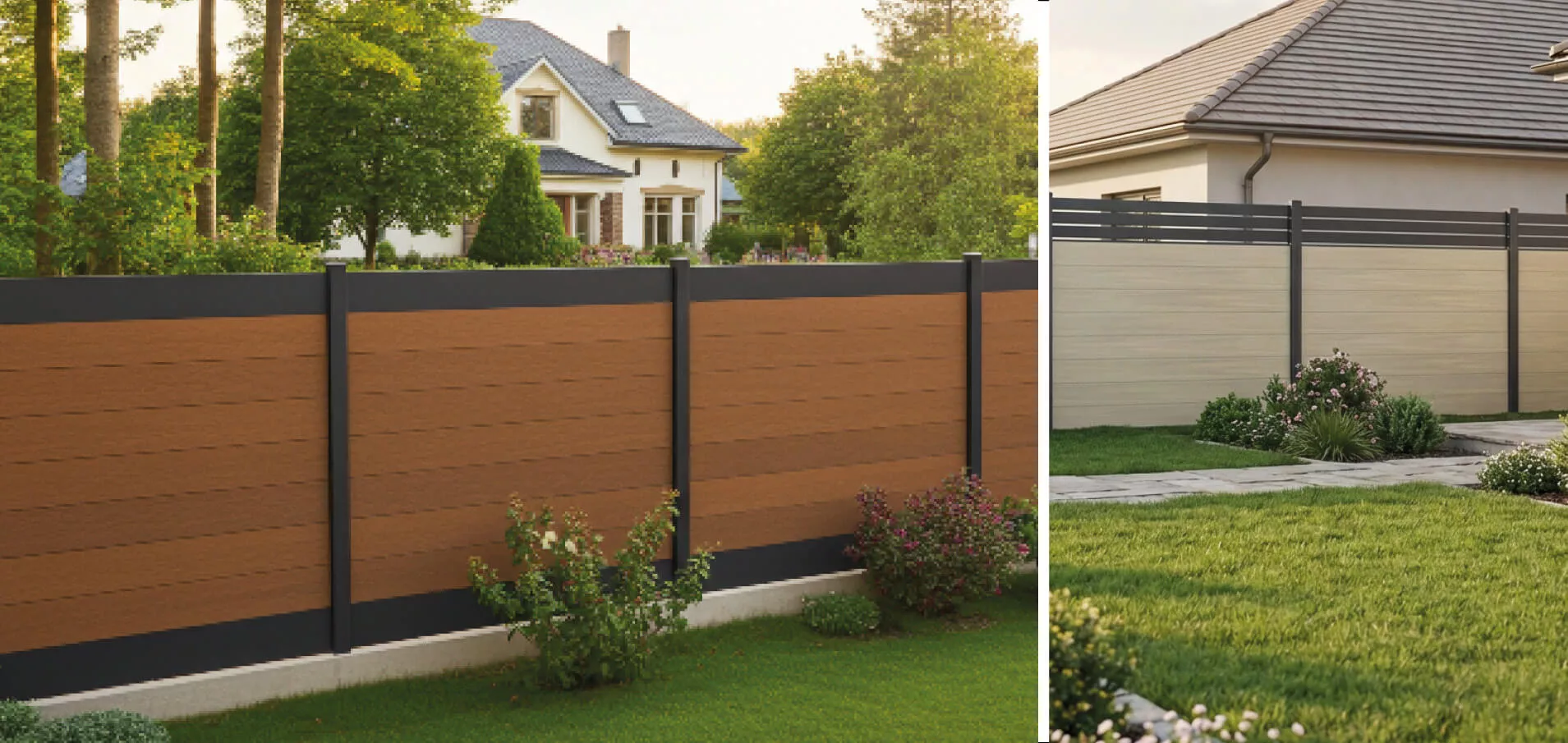 Inspiration de clôture bois composite et lame aluminium