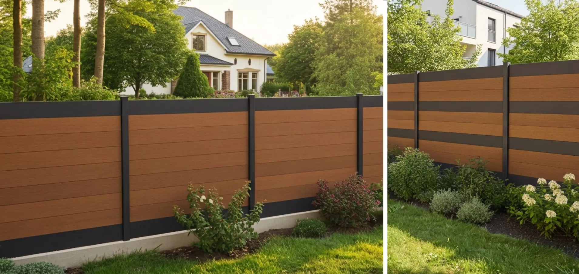 Inspiration de clôture bois composite et lame aluminium