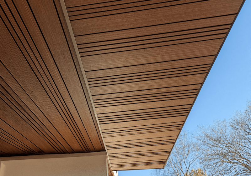 sous-face bardage zenith en bois composite couleur teck